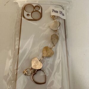 White and Gold Heart Charm Phone Case